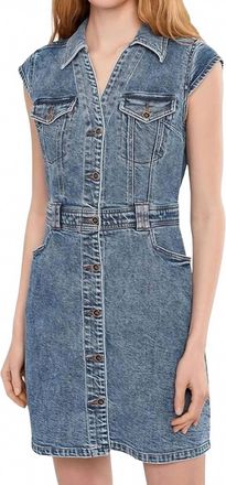 Kut from the Kloth Ruth Denim Front Dress With Flared Sleeve In Smiling