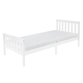 ML Design Ml-design - Cama Infantil De Madera De Pino Color Blanco Con Colch&oacute;n 90 X 200 X 16 Cm De Espuma Fr&iacute;a Hipoalerg&eacute;nico Ergon&oacute;mico Estructura De Listones 