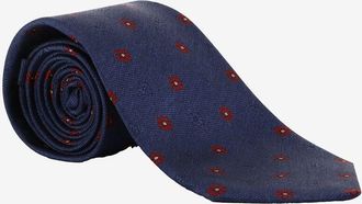 Kiton Seidenjacquardkrawatte mit zweifarbigen Bl&uuml;tenmotiven