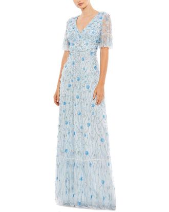 Mac Duggal Embellished Empire Ruffle Hem A-Line Gown