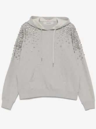 Golden Goose Womens Melissa Haus Hoodie Sweatshirt With Crystal Application In Alluminium Melange Gray