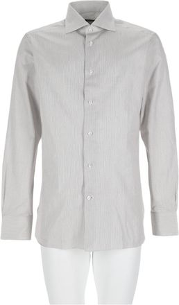Ermenegildo Zegna Long-Sleeve Vertical Stripe Cotton Shirt