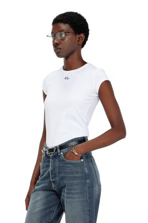 Diesel T-shirt with cut-out embroidered logo - T-Shirts - Woman - White