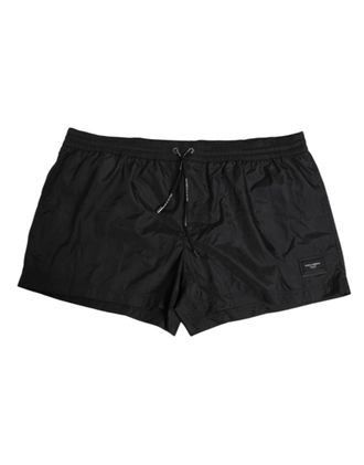 Dolce & Gabbana Black Logo Polyester Beachwear Shorts Mens Swimwear