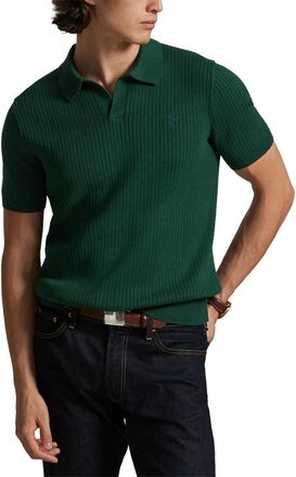 Polo Ralph Lauren Johnny Collar Rib Cotton Polo Sweater in Vintage Pine at Nordstrom, Size Xx-Large