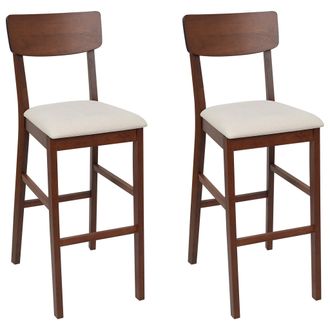 Beliani Beliani - Conjunto De 2 Sillas De Bar Asiento Tapizado Madera Oscura Beige Claro Ambler