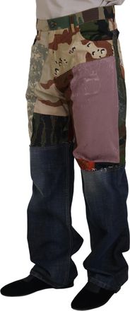 Dolce & Gabbana Multicolor Silk Patchwork Men Denim Jeans Clothing