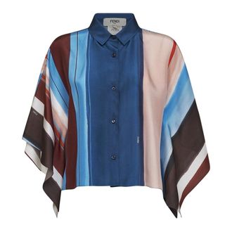 Fendi Shirts, female, Multicolor, Size: XS Striped Silk Shirt