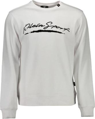 Plein Sport Crewneck Sweatshirt - Heren - Sportshirts - Wit - L - Katoen - Fitness