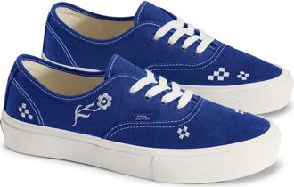 Vans Gender Inclusive Authentic Sneaker in Embroidery Blue/Marshmallow at Nordstrom, Size 11.5 Womens