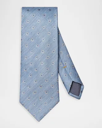 Eton Men & apos;s Woven Floral Silk and Linen Tie