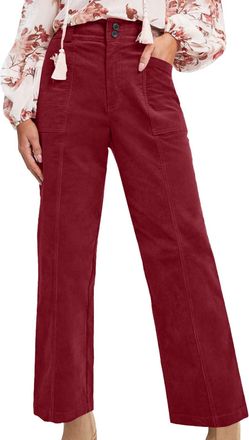 Generic Womens Corduroy Trousers Trendy High Waisted Double Buttoned Corduroy Cropped Trousers Vintage Straight Leg Stretch Cord Pants Fall Winter Casual Loos