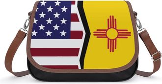Generic US & New Mexico Flag Fashion Womens Crossbody Bags Novelty Handbag Shoulder Bag Purse