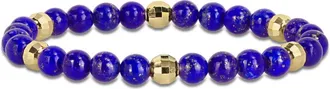 Amour Mens 19 1/5ct TGW Lapis Yellow Plated Sterling Silver Stretchable Bead Bracelet - 8.5 in
