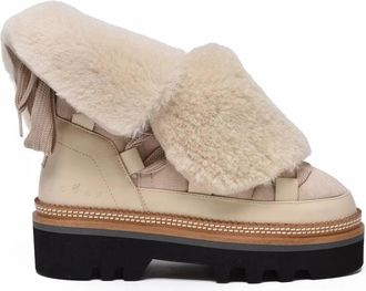 Hogan Beige Leather Shearling Boots