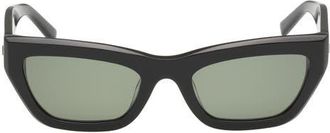 Abercrombie & Fitch 52mm Cat Eye Sunglasses in Shiny Black /Dark Green Lens at Nordstrom