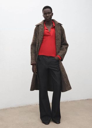 Mango Pullover coste collo polo rosso - Donna - S - MANGO