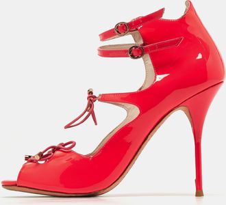 Sophia Webster Neon Pink Patent Leather Ankle Strap Sandals