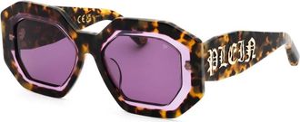 Philipp Plein Havana Violet Zonnebril Spp 098M - unisex - Zonnebrillen - Bruin - 53 MM - Accessoires