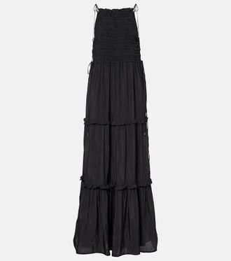 Ganni Smocked tiered maxi dress