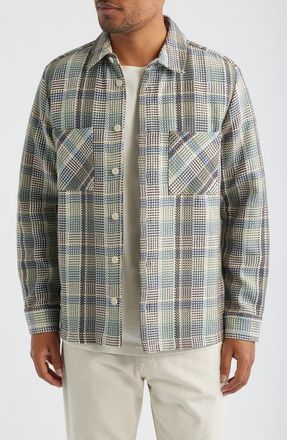 Wax London Whiting Basketweave Overshirt in Blue /Green at Nordstrom, Size Xx-Large