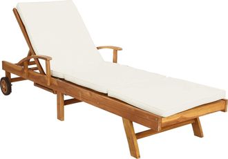 vidaXL Tumbona Con Coj&iacute;n Madera De Teca Maciza Marr&oacute;n Y Crema Vidaxl