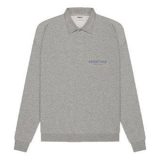 Fear of God SS21 Long Sleeve French Terry Polo Shirt Dark Heather Oatmeal FOG-SS21-616