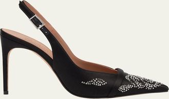 Malone Souliers Jazz Embellished Satin Slingback Pumps