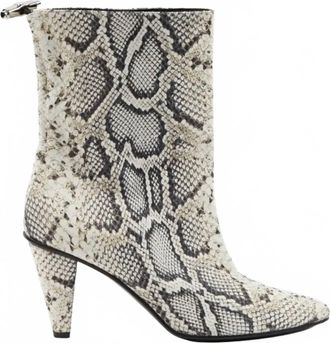 Longchamp Womens Python Print Leather Ankle Boots In Multi