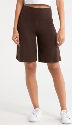 Zella Zen Long Shorts in Brown Mole at Nordstrom, Size X-Small