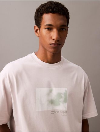Calvin Klein Jeans Calvin Klein Mens Faded Flower Graphic Relaxed Crewneck T-Shirt - Pink - XS