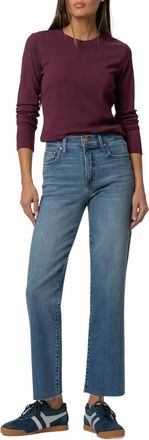 Kut from the Kloth Avery High Rise Fab Ab Easy Straight Leg Raw Hem Jeans In Building W/medium Base Wash