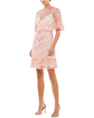 Mac Duggal Flounce Sleeve Mini Dress