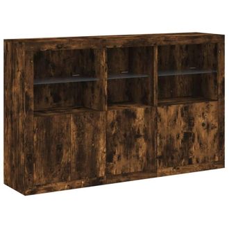 Berkfield Home Sideboard with LED Lights Smoked Oak 162x37x100 cm in Brown | Size: 162 x 37 x 100 cm