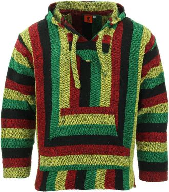 Loud Elephant Recycled Mexican Baja Jerga Hoody - Rasta (XX-Large)