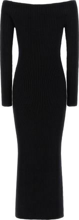 Max Mara Womens Black Wool Long Dress