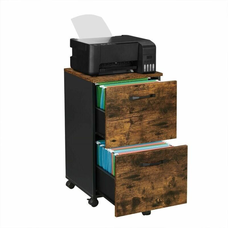 Caisson Bureau WOLTU Avec Roulettes - Station De Charge USB - 3 Tiroirs - Meuble Imprimante Chêne Clair