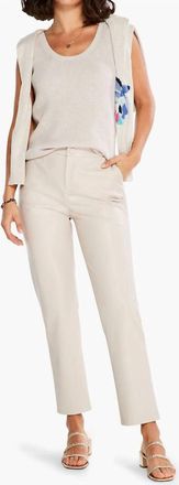 Nic+Zoe Fraida Faux Leather Straight Leg Trouser In Cobblestone