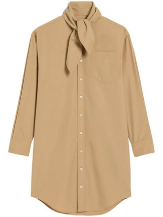 Ami Katoenen blousejurk met sjaalkraag - Beige