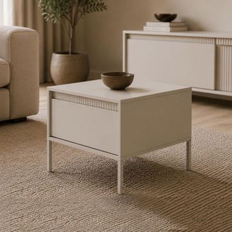 Dmora Mesa De Sal&oacute;n Kasinela, Un Caj&oacute;n, Con Patas, Forma Cuadrada, 68x48x68h Cm Beige