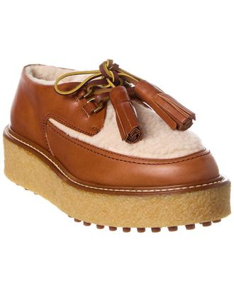 Tod's TodS Leather & Shearling Platform Loafer