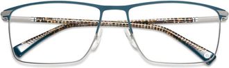 Etnia Barcelona Fenton Rectangular Metal Eyeglasses with Patterned Temples