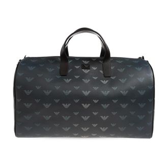 Emporio Armani Weekend Bags, male, Green, Size: ONE SIZE Coated canvas Bauletto bag with all-over eagle