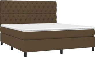 vidaXL Vidaxl - Cama Box Spring Con Colch&oacute;n Tela Marr&oacute;n Oscuro 160x200 Cm