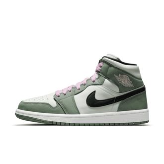 Nike Jordan Womens Air Jordan 1 Mid SE Shoes in Green | CZ0774-300