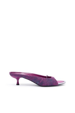 Diesel D-Diams-Low denim mule with floating Oval D - Moccasins and Mules - Woman - Violet