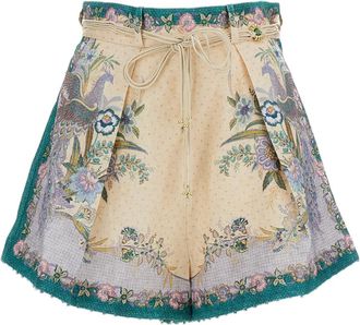 Zimmermann Multicolour Scarf Floral Linen Shorts