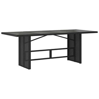 vidaXL Vidaxl - Mesa De Jard&iacute;n Superficie De Vidrio Rat&aacute;n Pe Negro 190x80x74 Cm