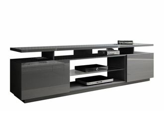 Mirjan24 Mueble Tv Figura, Gris + Gris Brillante, N&uacute;mero De Puertas: 2, N&uacute;mero De Cajones: 0, 180x56x40cm