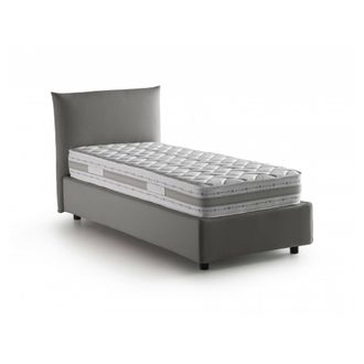 Talamo Italia Dmora - Cama Individual Dborbe, Cama Contenedor Con Revestimiento De Tela, 100% Made In Italy, Apertura Lateral, Con Colch&oacute;n 80x190 Cm Incluido, Gris